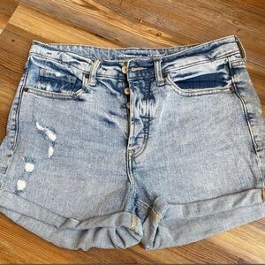 Old Navy High Rise OG Straight Cuffed Faded Blue Jean Shorts: Size 12